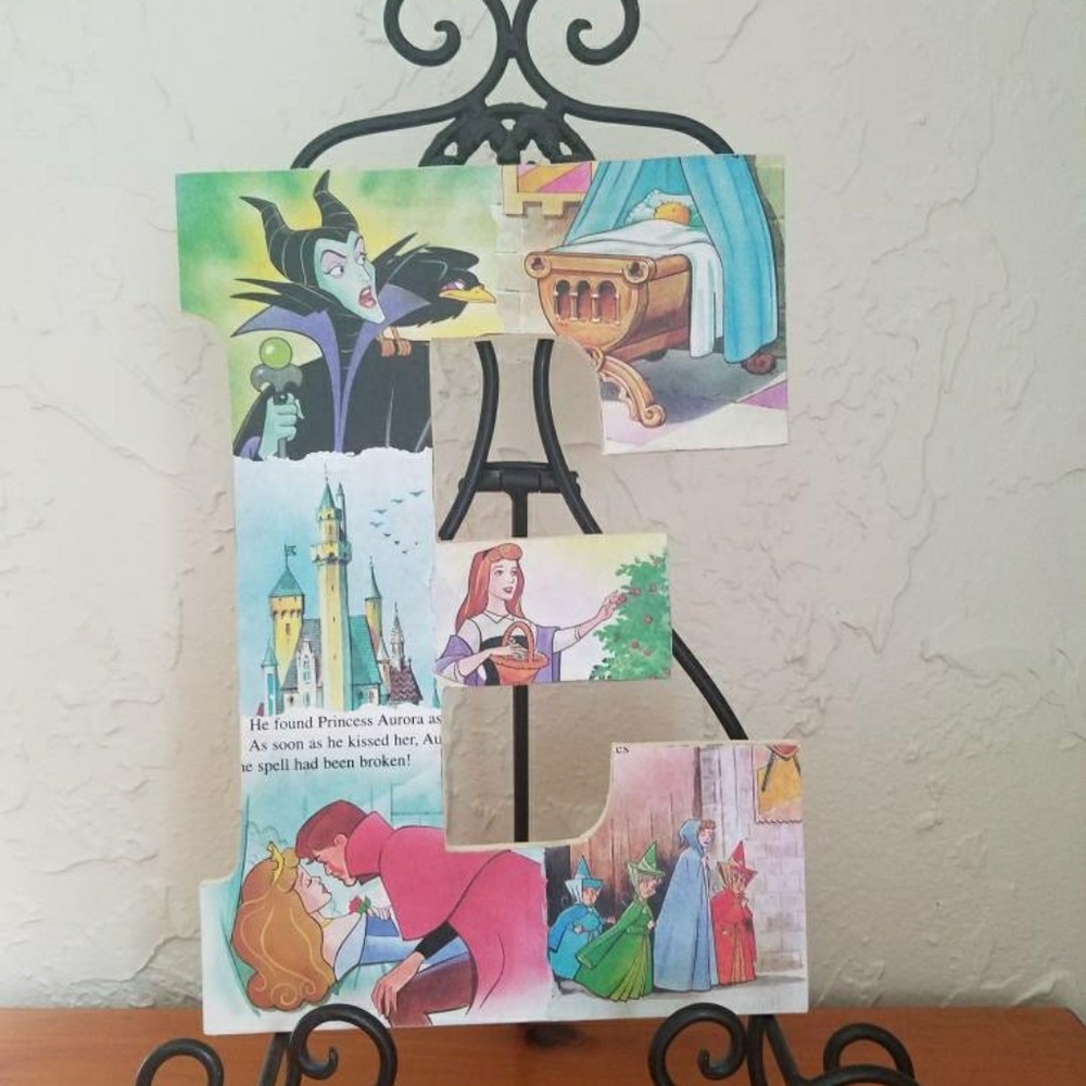 Custom Sleeping Beauty wooden letter E